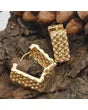 14K Gold Rattan Square Huggie Hoops