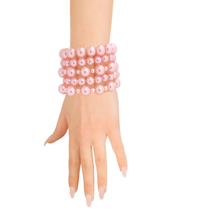 Pink Pearl Bracelets 5 Pcs