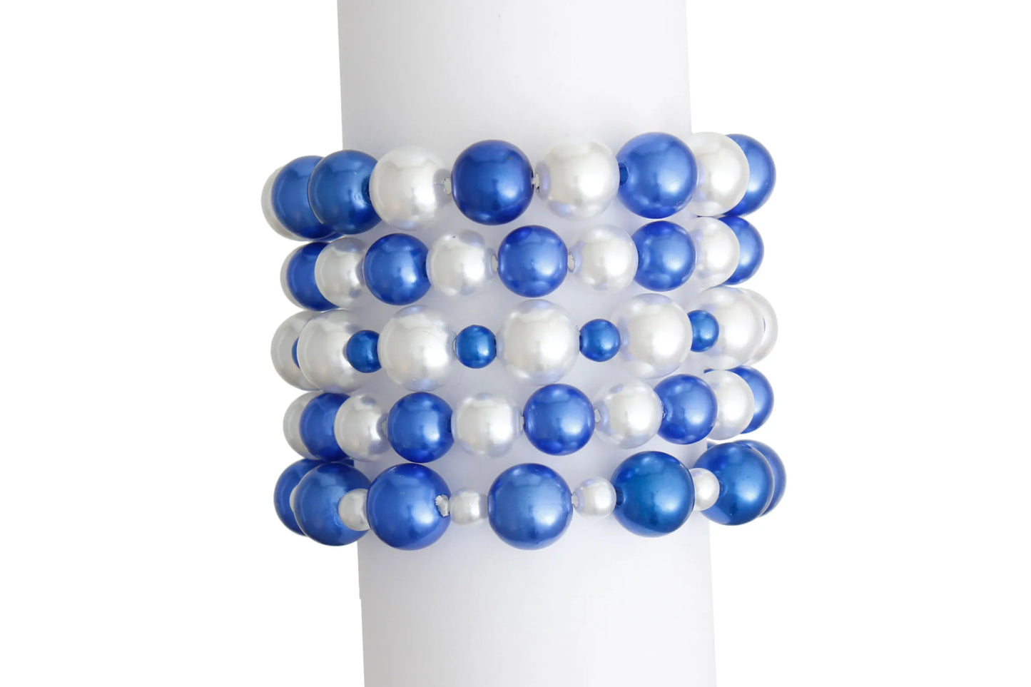 Blue White Pearl Bracelets 5 Pcs