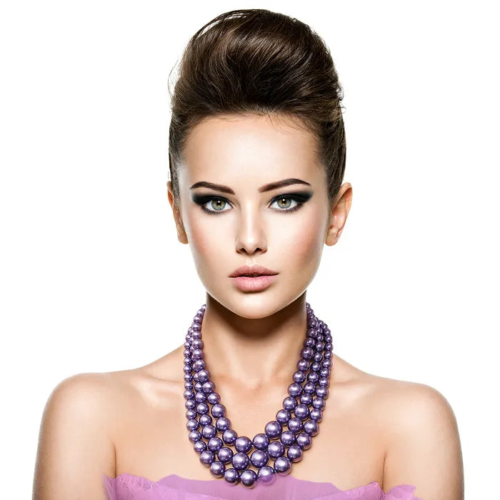 Purple Multi Strand Pearl Necklace Set