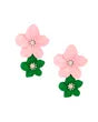 Pink Green Flower Earrings