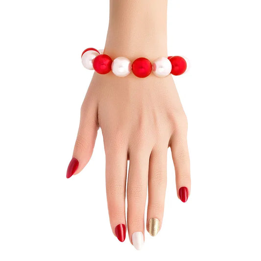 Red White Pearl Bracelet