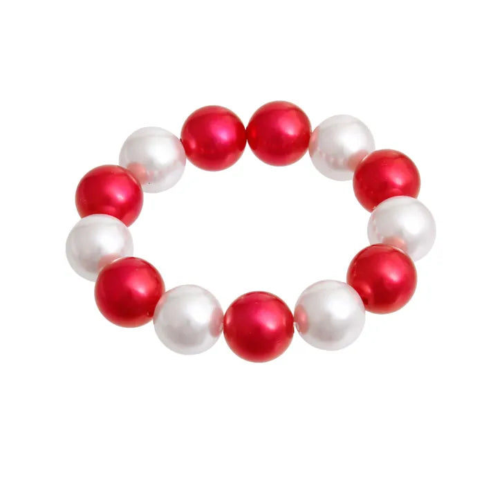 Red White Pearl Bracelet