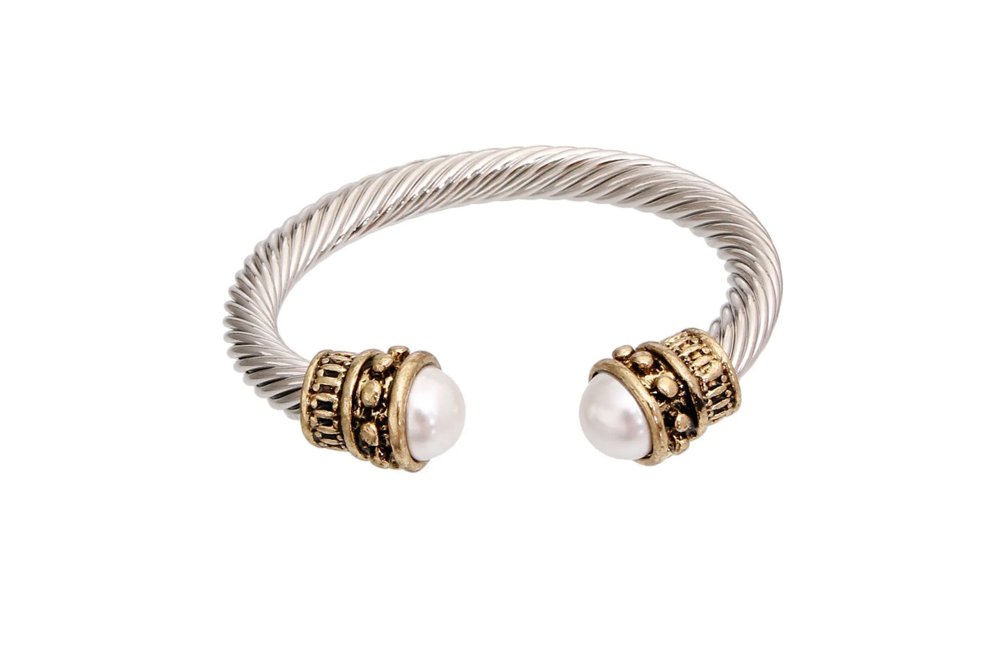 Thick Cable Classic Pearl Bangle